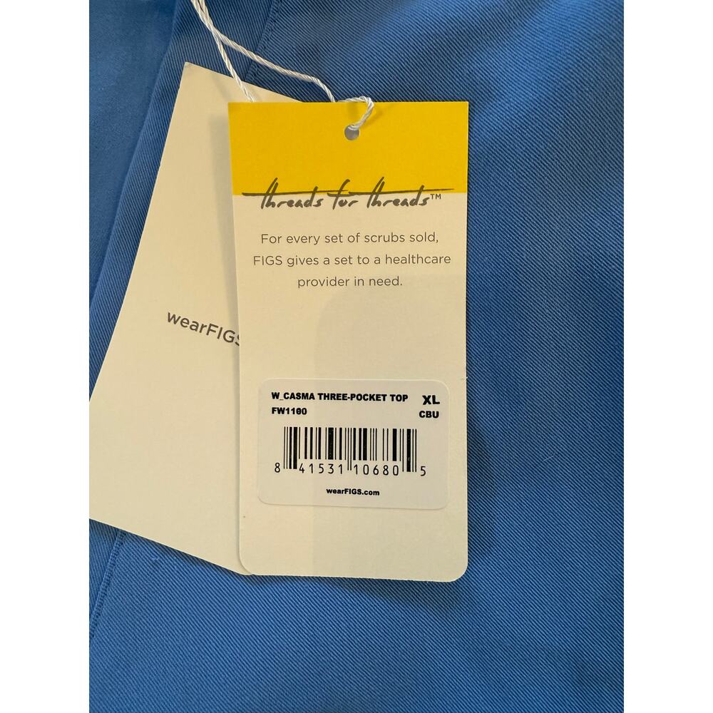 FIGS Technical Collection NWT Blue Three Pocket Scrub Top Sz XL Short Sleeve - Picture 4 of 7